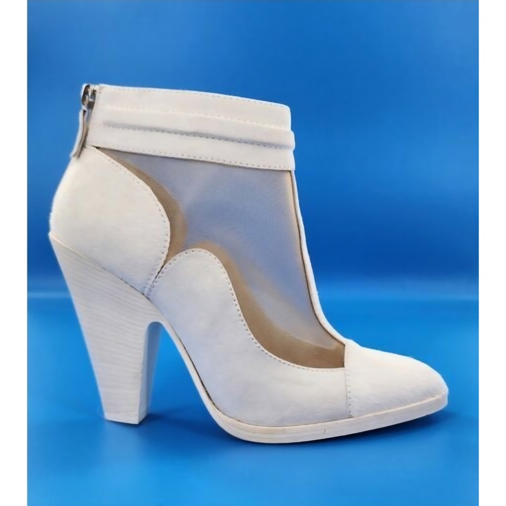 Missoni White Pony Hair Mesh Panel Ankle Boots Runway High Heel Booties NEW 7.5
